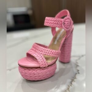NEW Gianni | Bini Pelle Raffia Platform Sandals in Pink